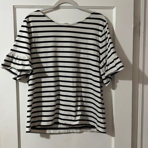 NWT Jcrew Factory black and white striped bell sleeve top size XXL
